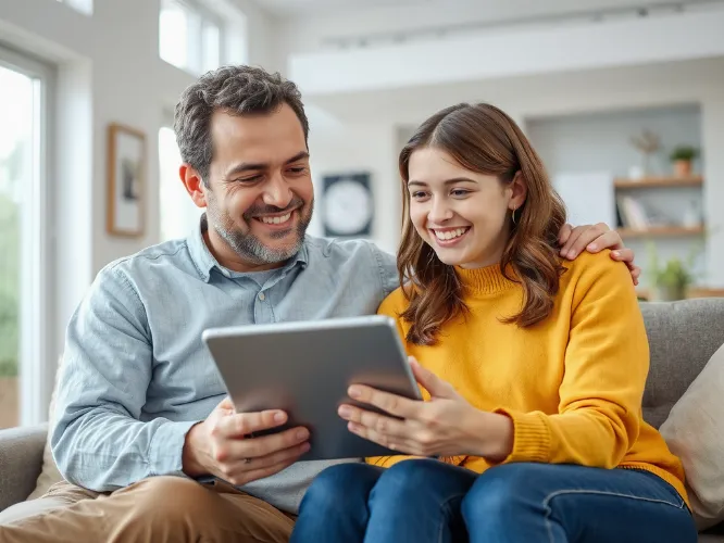 Parent and Teenager connecting over a digital tablet
