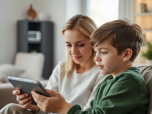 Teenager learning about digital literacy on a tablet